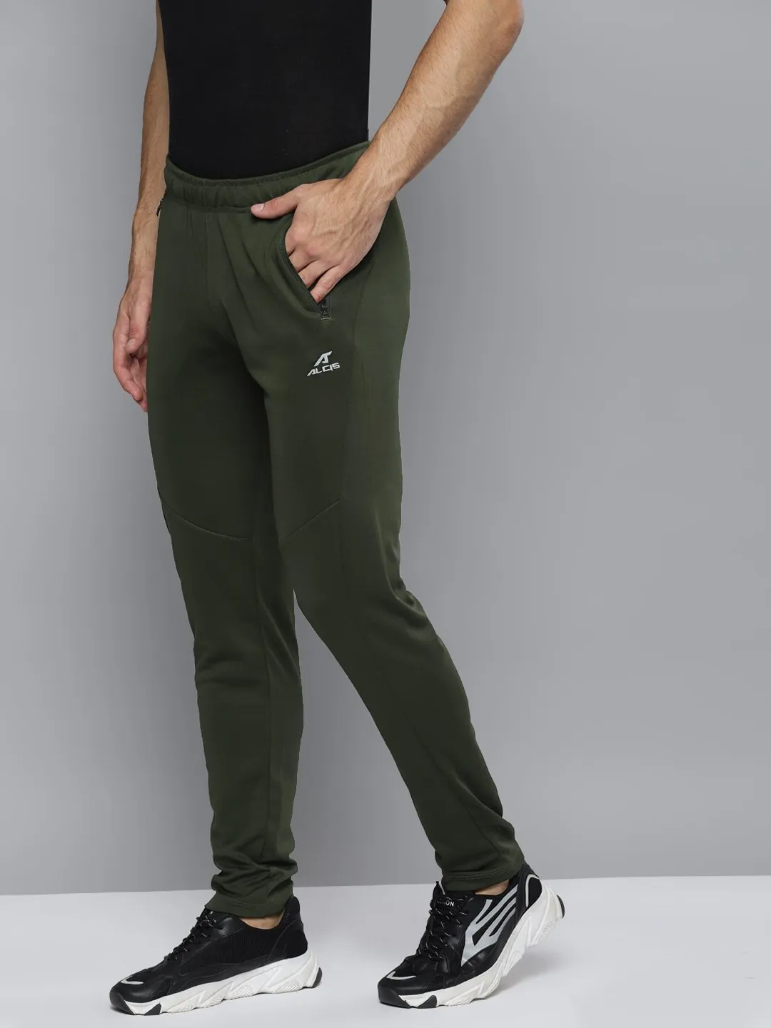 Alcis Men Solid Green Track Pant Anti Pilling EcoFriendlyMaterials