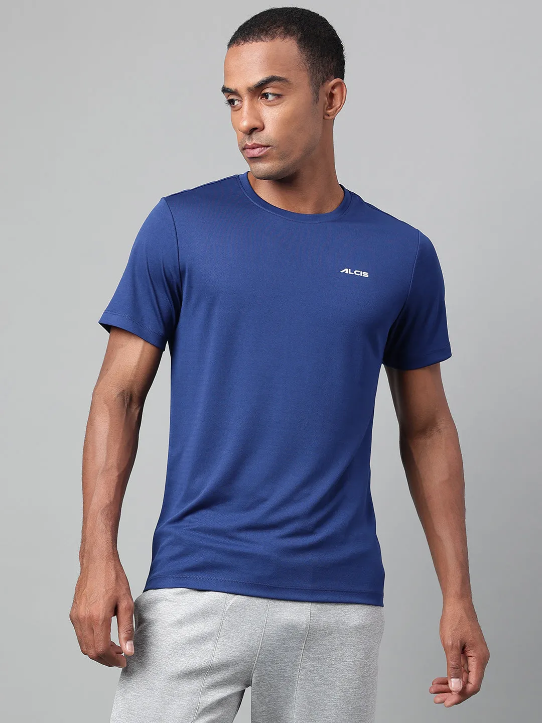 TaglessNeckline Alcis Men's Navy Anti-Static Drytech  Slim-Fit Training Tee
