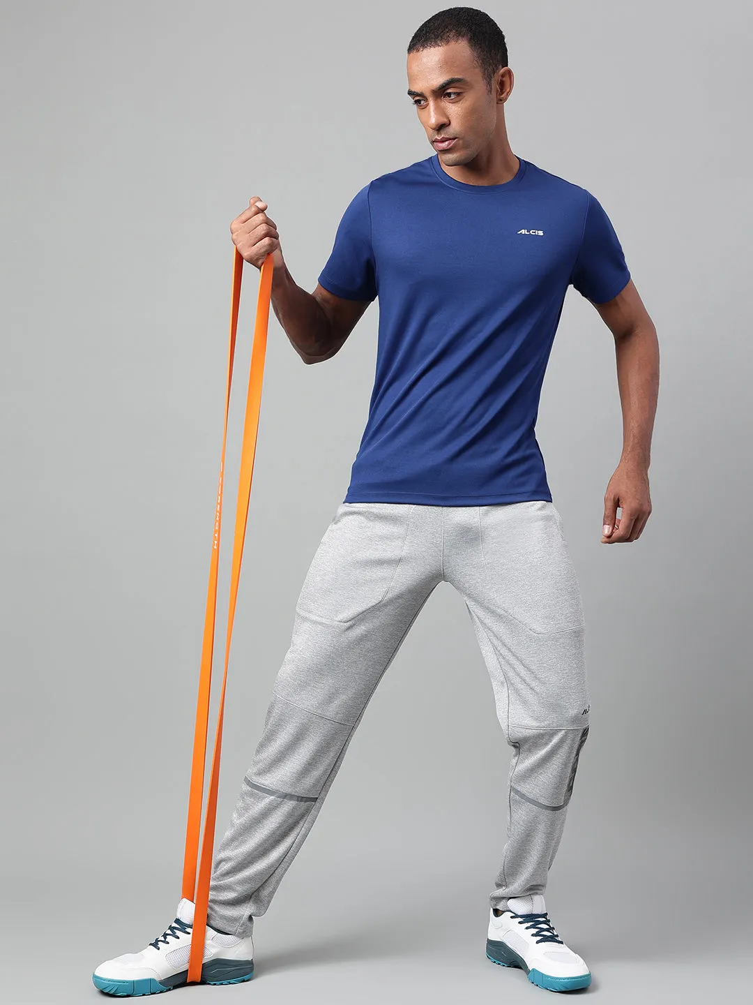 Dream Base Firm Leather Alcis Men's Navy Anti-Static Drytech  Slim-Fit Training Tee