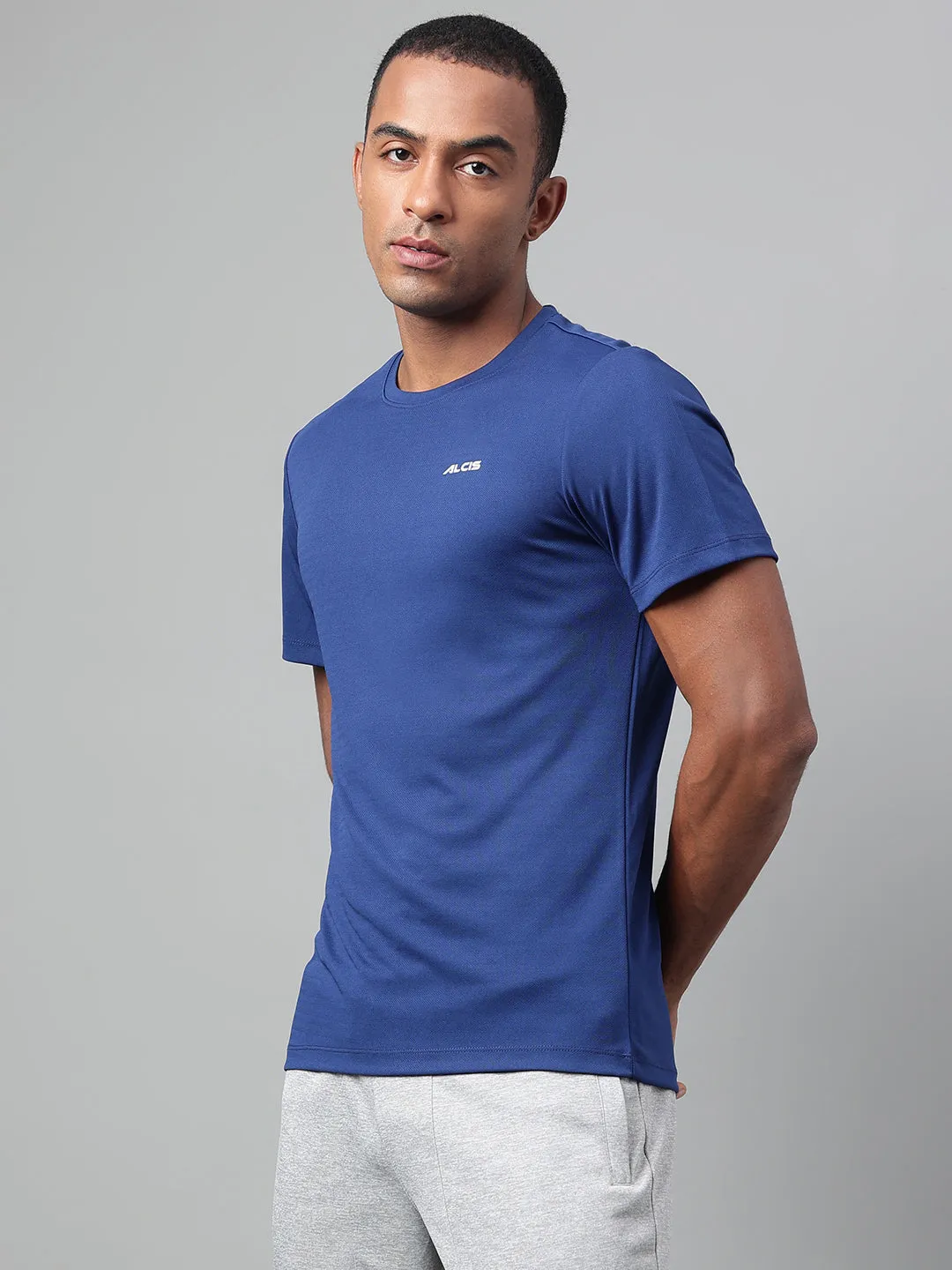 Flex Fit Alcis Men's Navy Anti-Static Drytech  Slim-Fit Training Tee