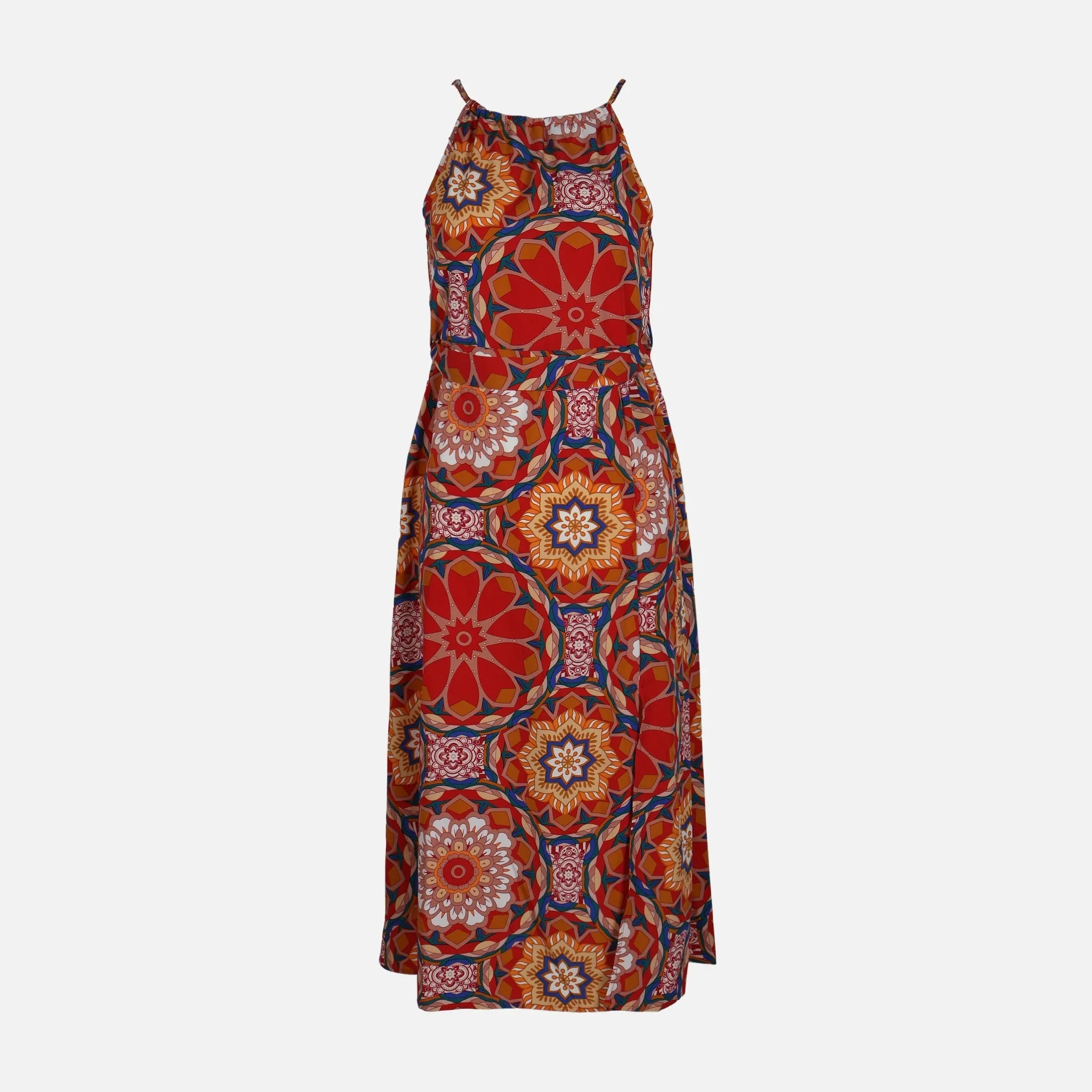 DoubleLayered Urban Flow WOMEN FLORAL SLVLESS LONG DRESS