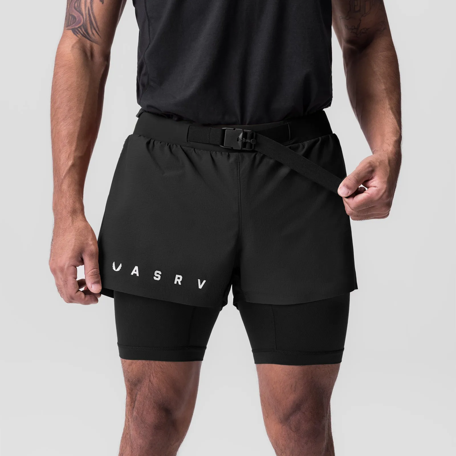 0786. Ripstop 3" Belt Pack Short - Dusk Black/Black Hypoallergenic Textile
