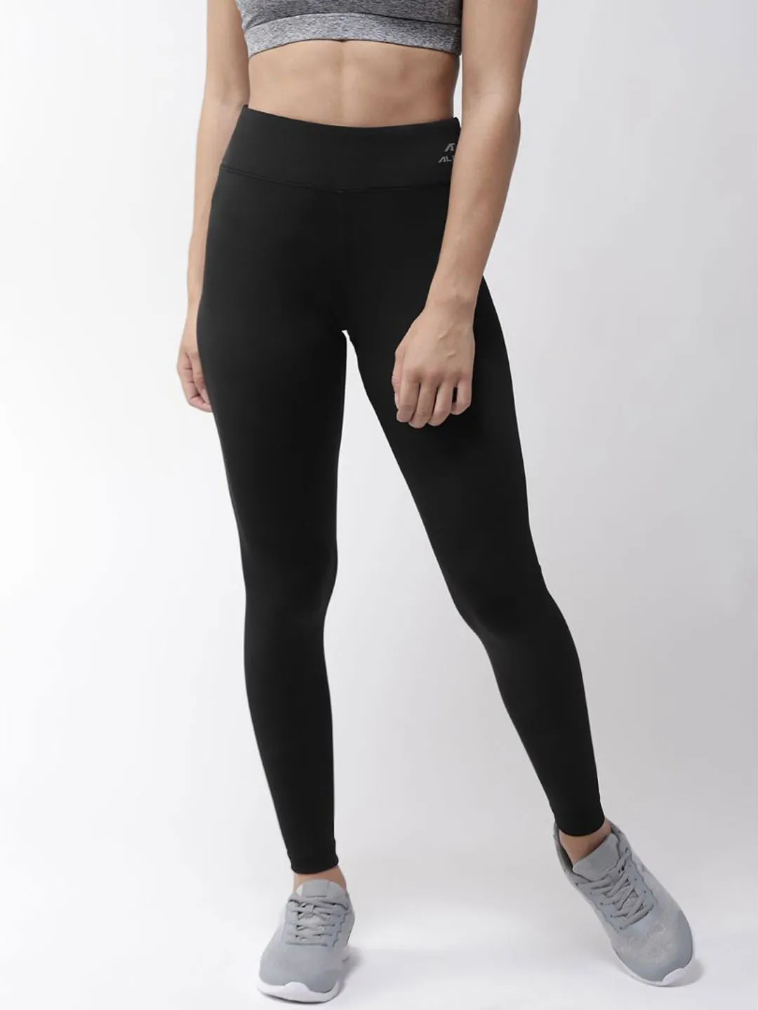 Fade Resistant Airport Travel Urban Commuter Home Lounge Alcis Women Black Solid Training Tights