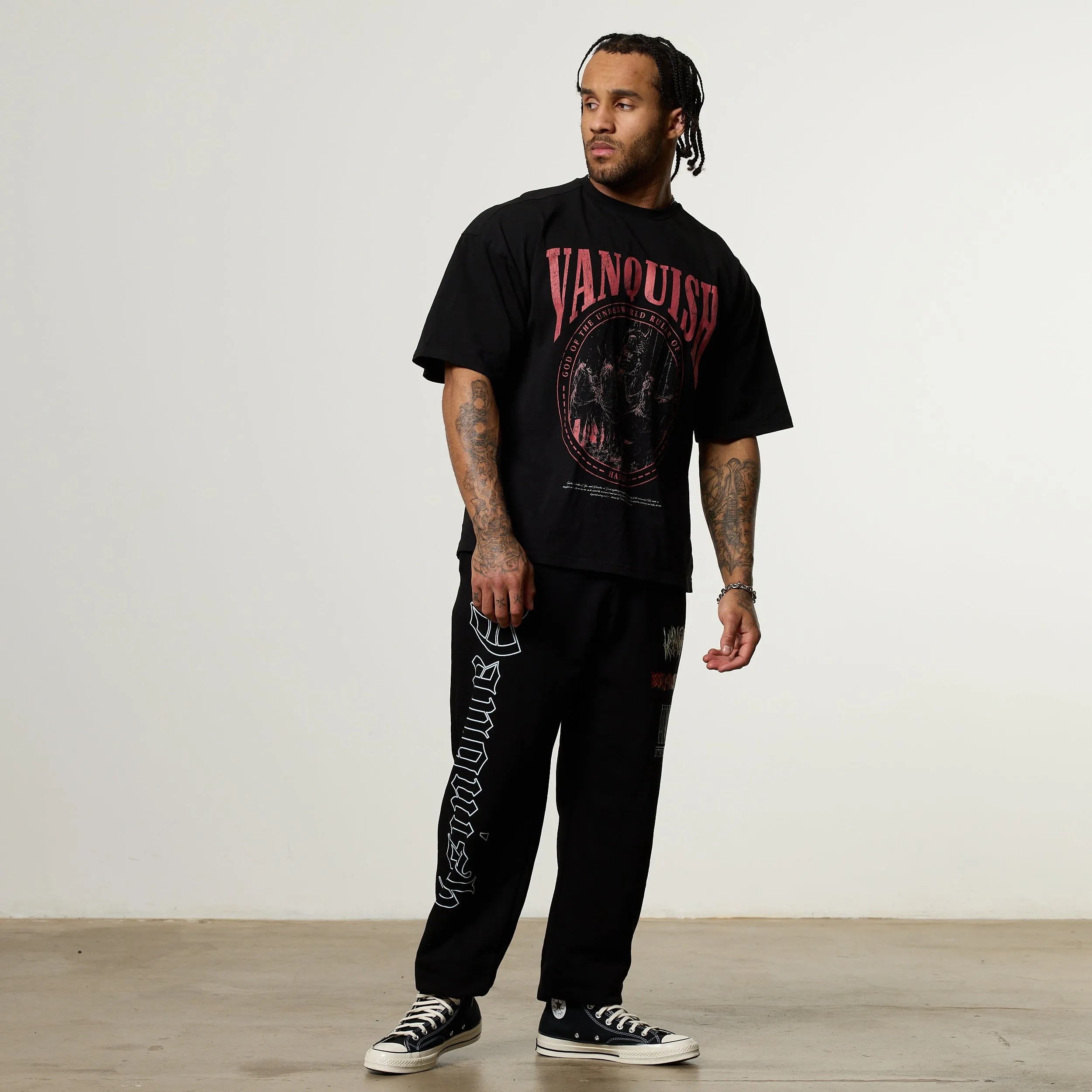 Vanquish Olympus Black Hades Oversized Boxy T Shirt Holiday Style