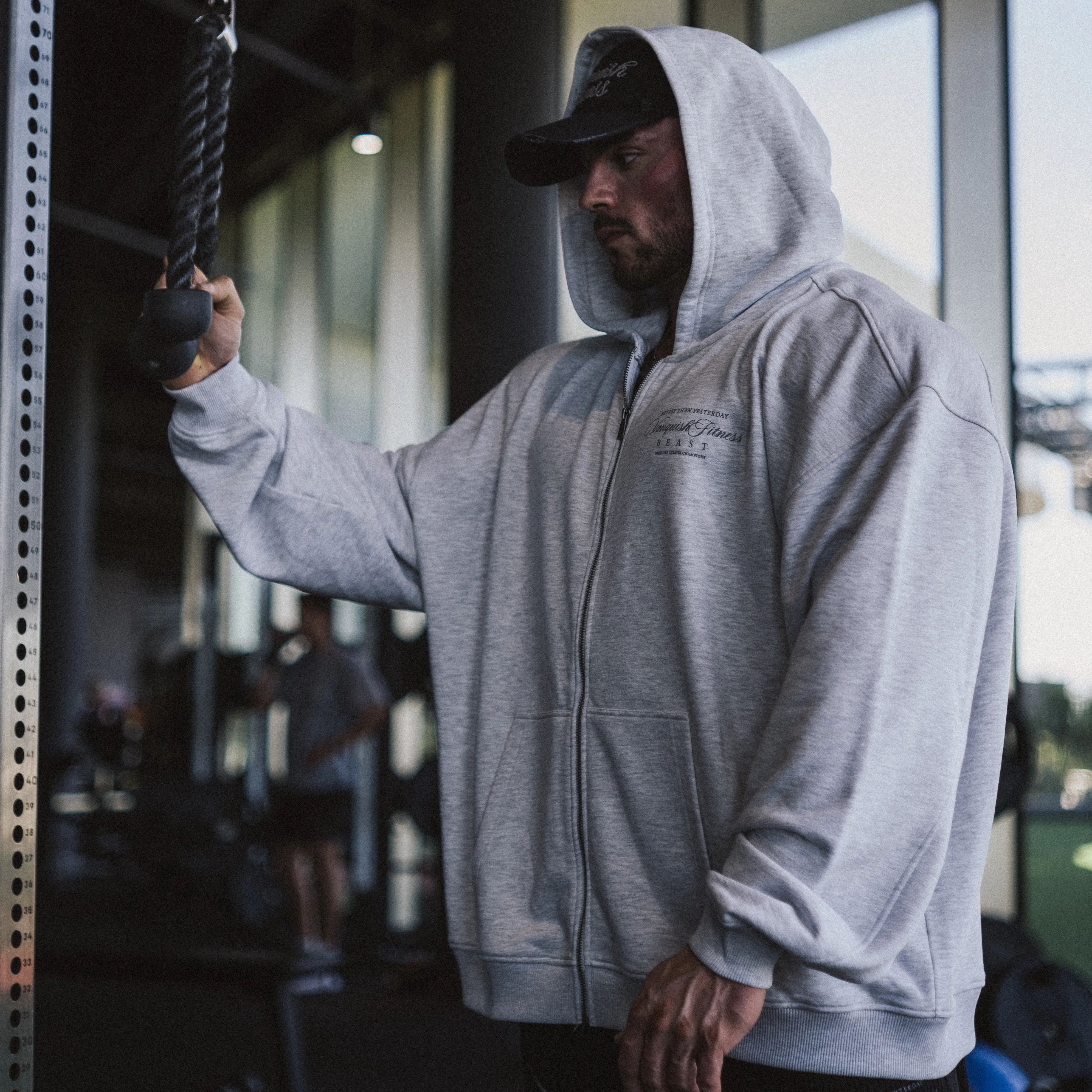 Outdoor Energy Vanquish x JBeast Grey Oversized Full Zip Hoodie