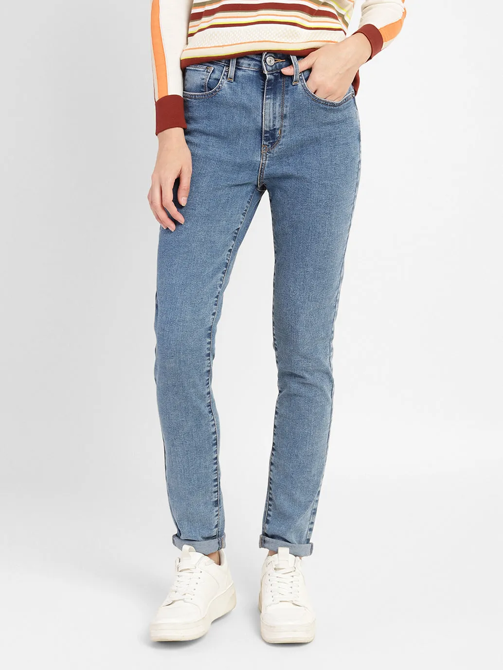 Soft Finish Women's 721 Blue Skinny Fit High Rise Jeans