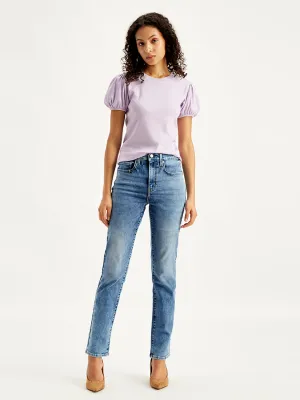 Wardrobe Choice Women's 724 Blue Straight Fit High Rise Jeans
