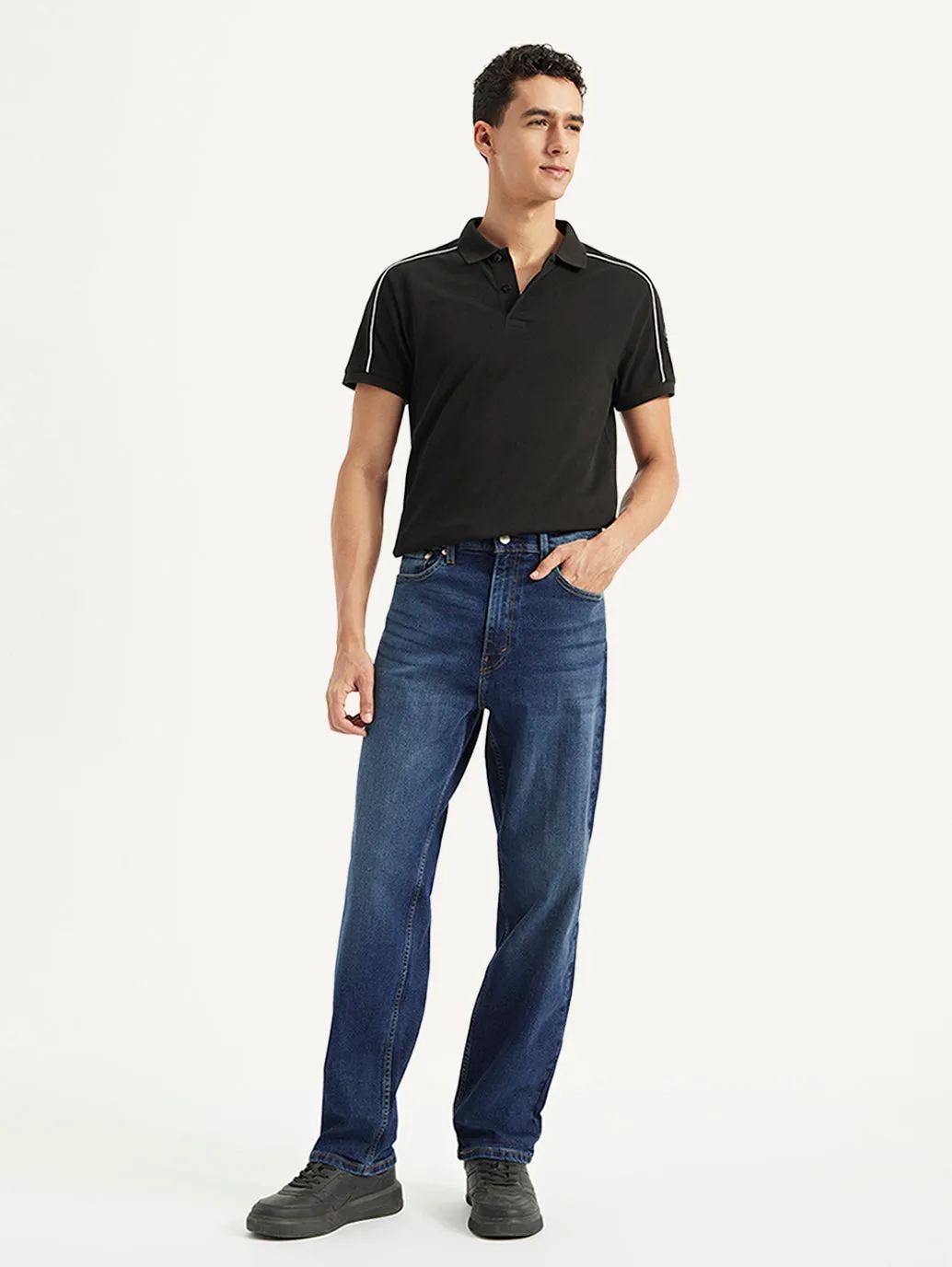 Men's 568 Blue Loose Fit Mid Rise Jeans On The Go Relaxed Basics