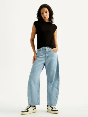 Women's Cinch Light Blue Barrel Loose Fit Mid Rise Jeans Comfortable Wear Relaxed Thigh Cut