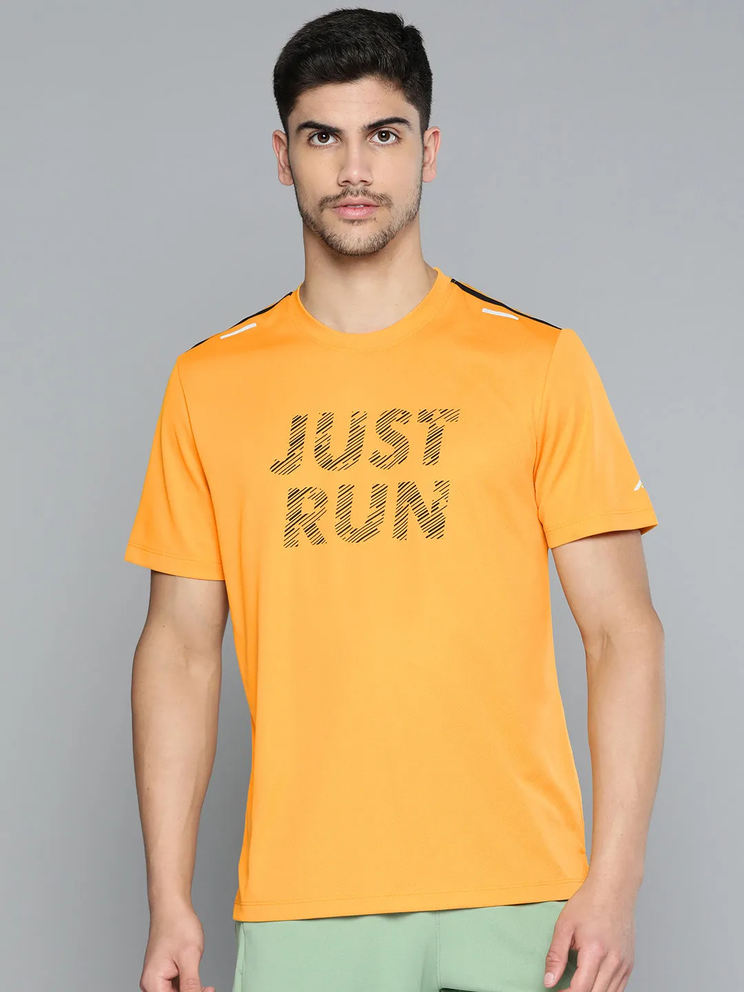 Dynamic Glow Alcis Men Typography Printed Anti Static Slim Fit Sports T-shirt