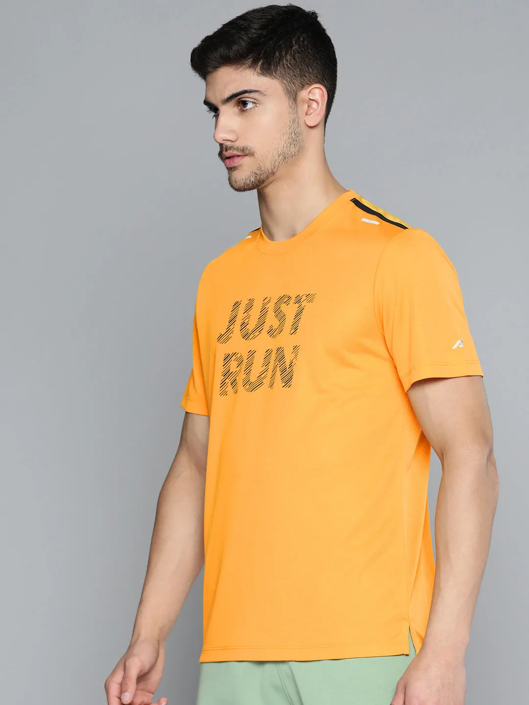 AbrasionResistantClothing StaticFree Material Alcis Men Typography Printed Anti Static Slim Fit Sports T-shirt