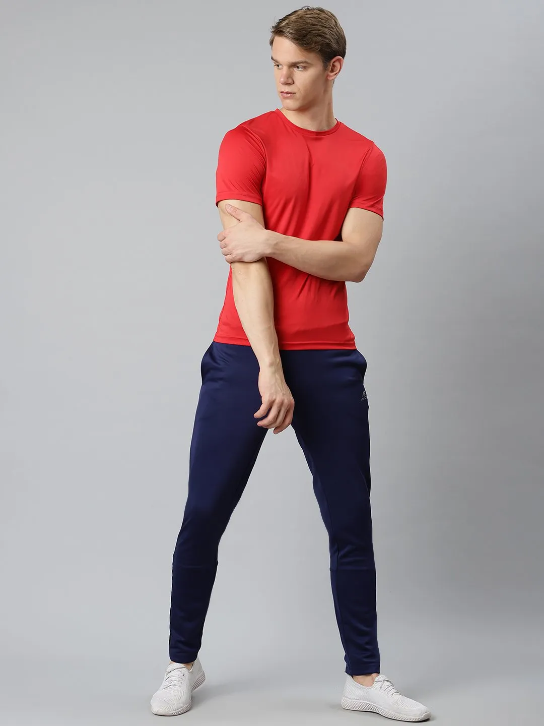Stretch Fit Alcis Men Navy Blue Solid Slim Fit Mid-Rise Track Pants