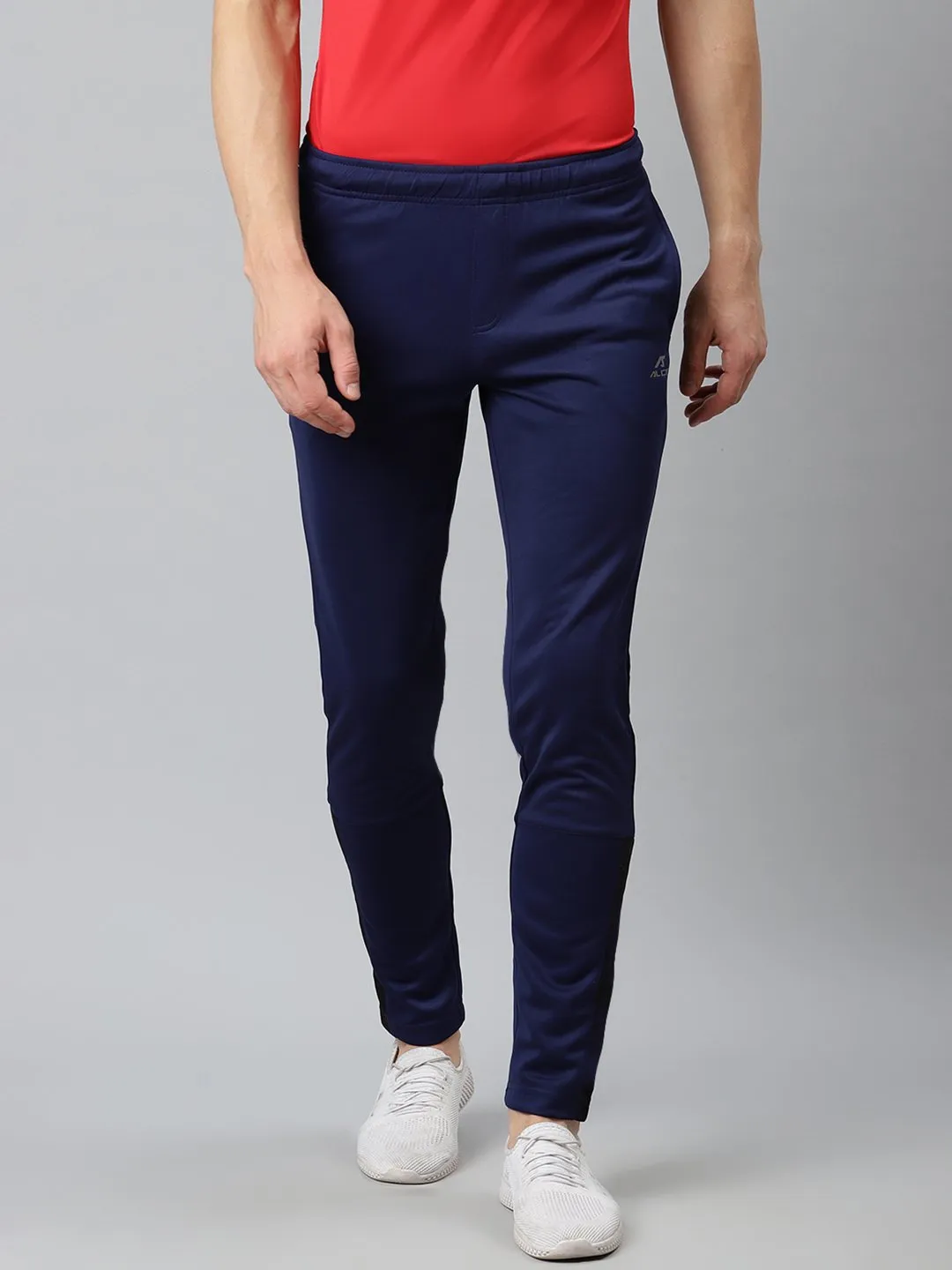 Alcis Men Navy Blue Solid Slim Fit Mid-Rise Track Pants On The Go No Irritation Seams