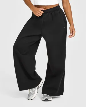 Reinforced Pockets Smart Casual Foundations Oversized Straight Leg Joggers | Black Elastic Closure