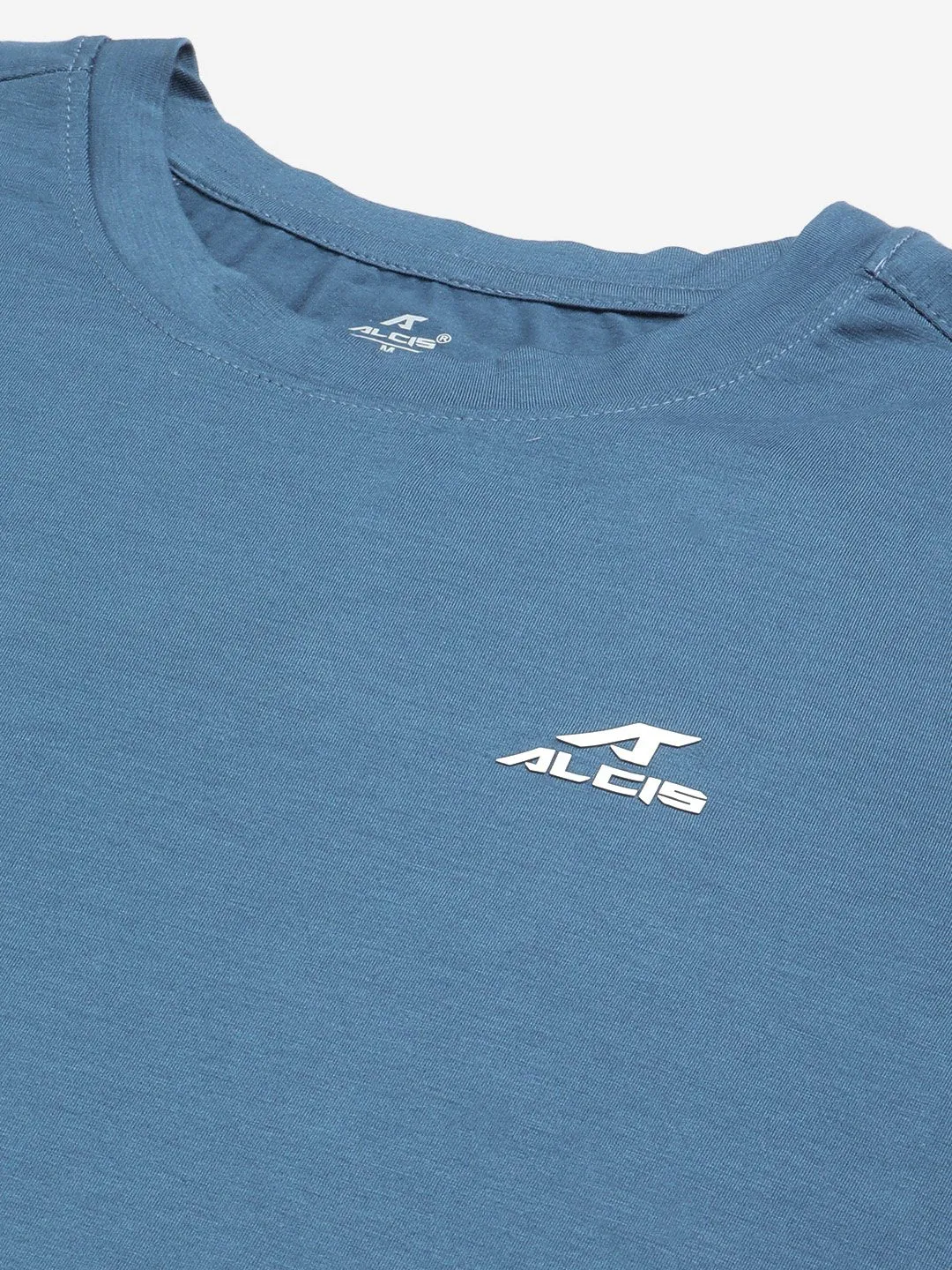 Alcis Men Blue Brand Logo Printed Slim Fit T-shirt Baby Soft
