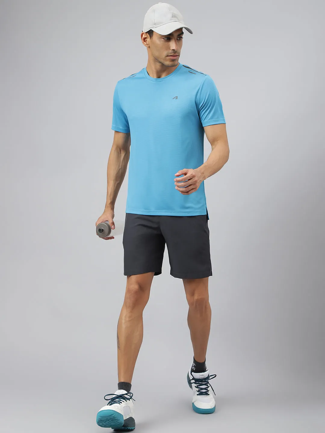 Pure Core Tight Net Alcis Men Golden Olive Drytech  Anti-Static Slim-Fit Round Neck Running T-Shirt