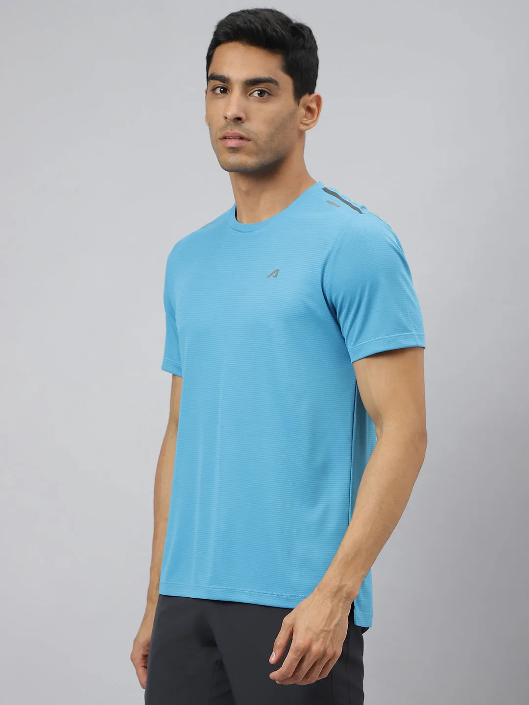 Alcis Men Golden Olive Drytech  Anti-Static Slim-Fit Round Neck Running T-Shirt Adjustable Fit