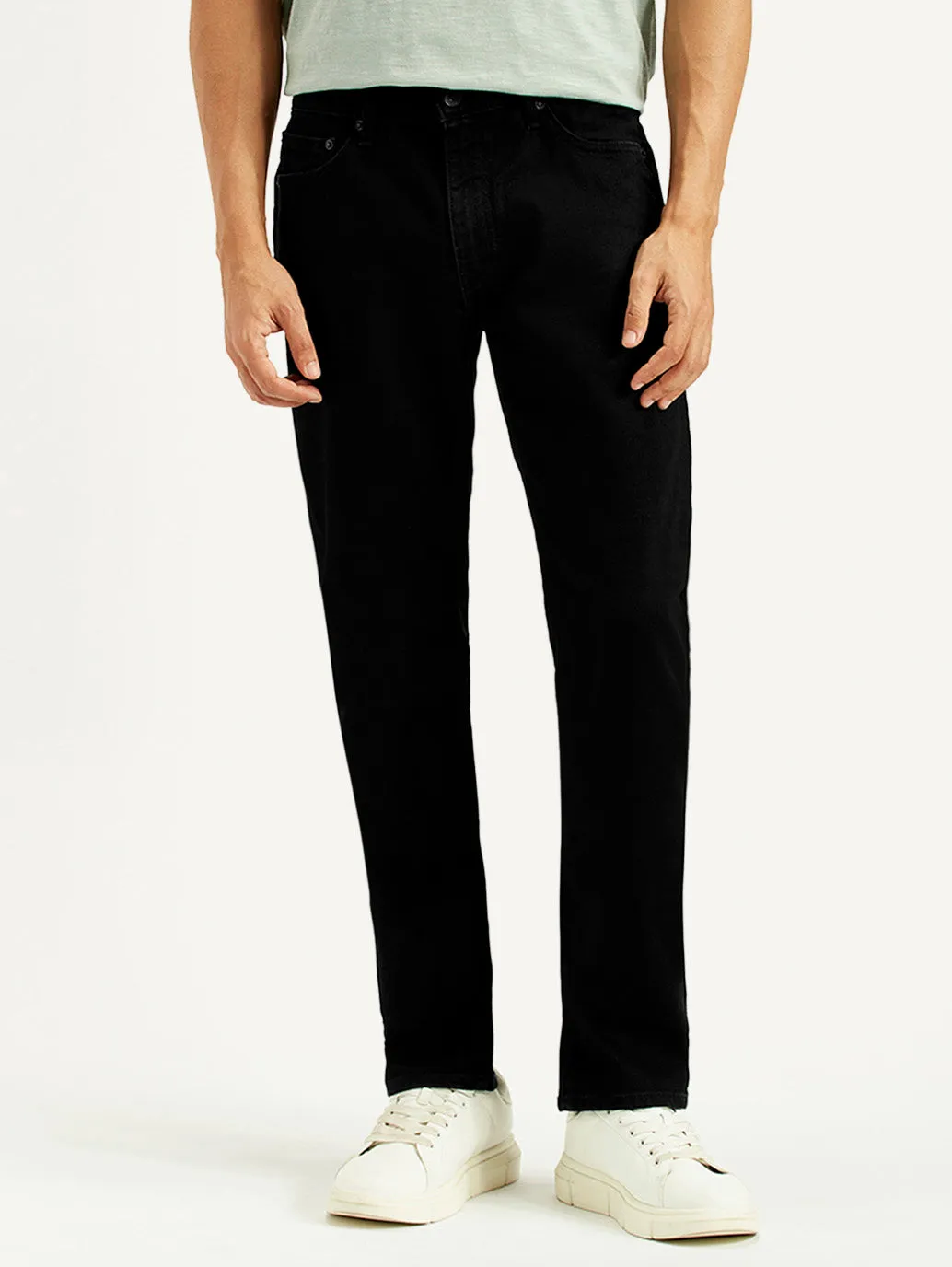 Men's 511 Black Slim Fit Mid Rise Jeans Flexible Waistband Construction