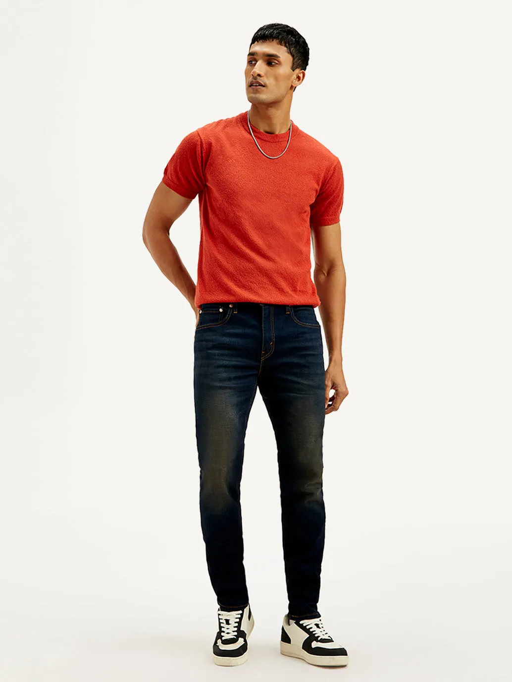 Unisex Attire Men's 512 Navy Blue Slim Tapered Fit Mid Rise Jeans