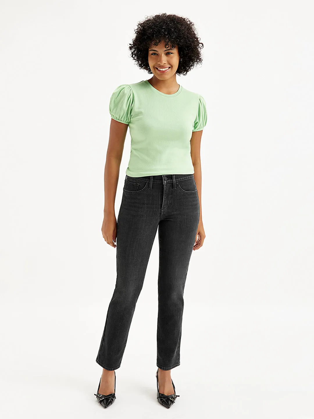 Go-To Basic Women's 314 Black Straight Fit High Rise Jeans