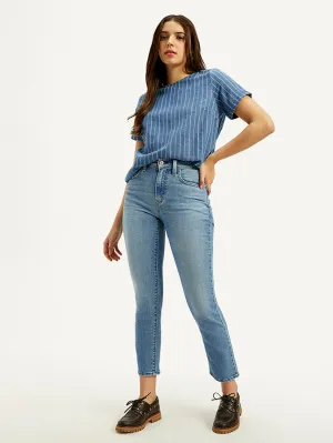 Women's 724 Light Blue Straight Fit High Rise Jeans Festival Outfit Affordable Sunny Vibes Unisex Look