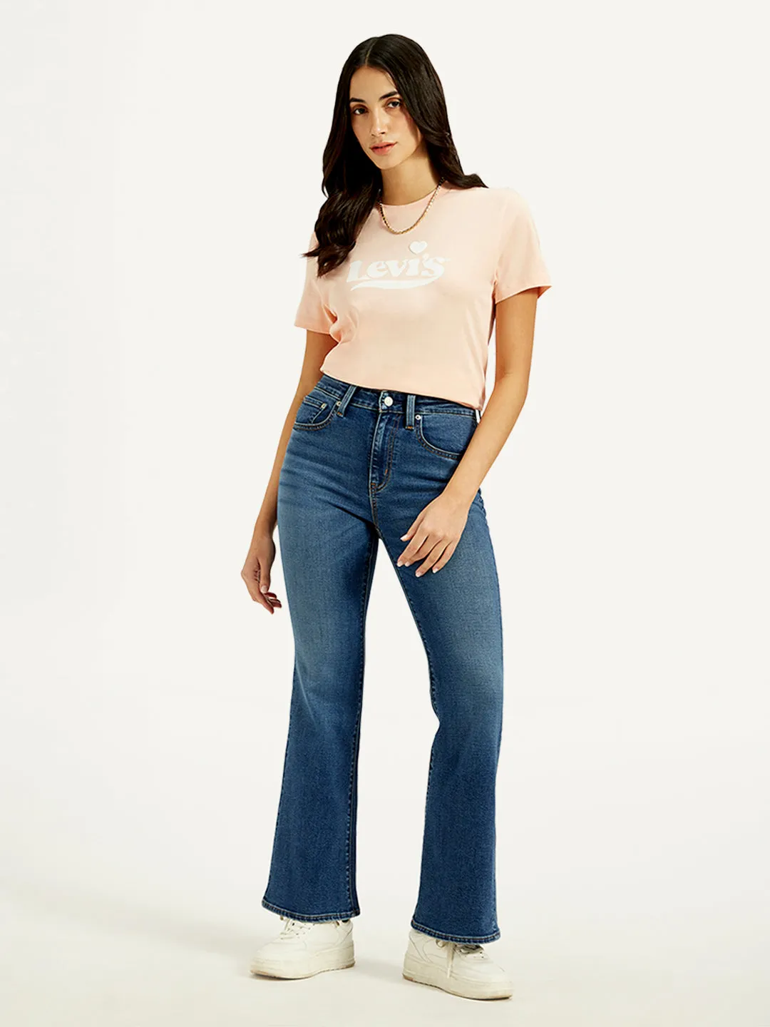 Women's 726 Blue Flared Fit High Rise Jeans Weekend Style Modern