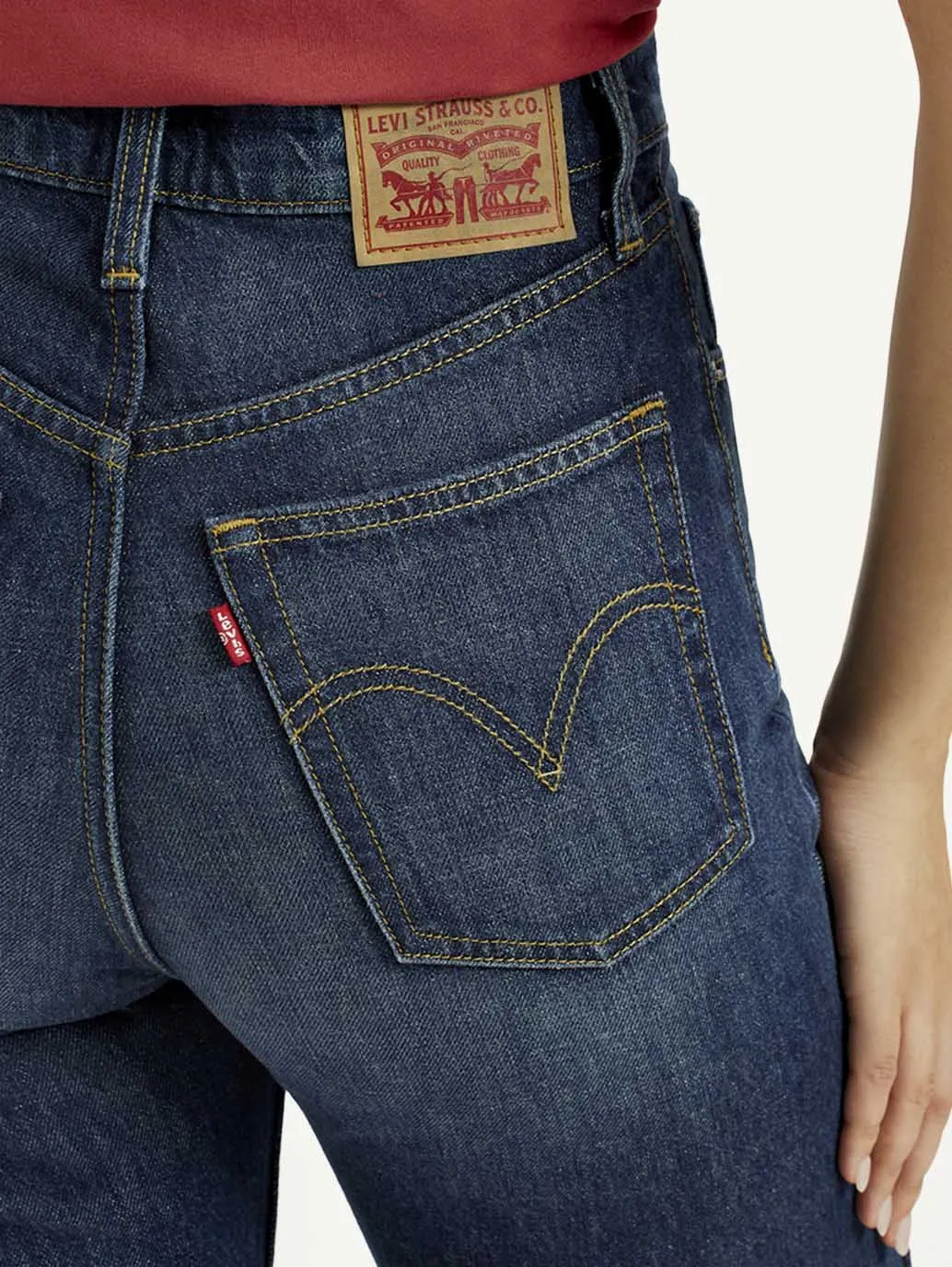 Sandblasted Finish Women's Dark Indigo Ribcage Straight Fit High Rise Jeans