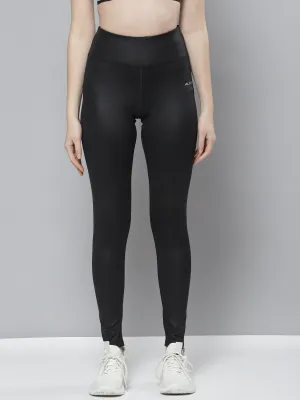 Alcis Women Black Solid Tights Chafe Resistant Edging