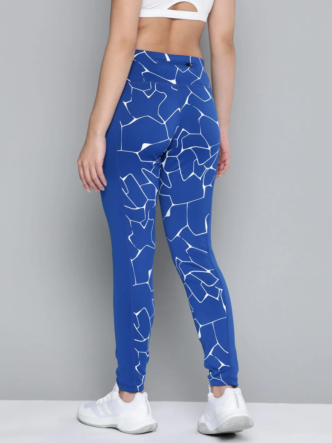 Stretch Fit Daily Routine Studio Practice Comfort Seeker Alcis Women Blue Printed Sports Tights