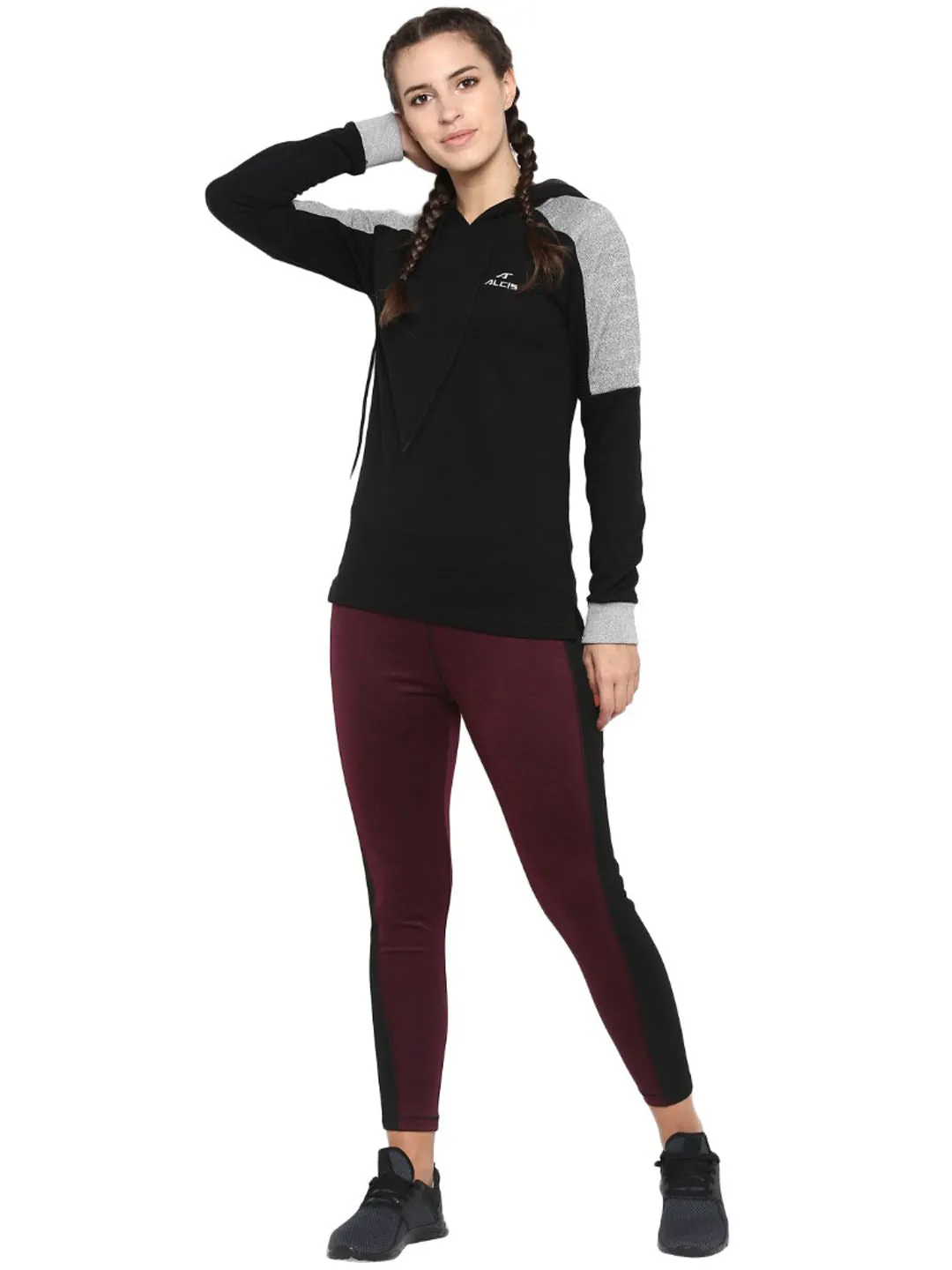 Alcis Women Solid Maroon Tights No Gap Waistline