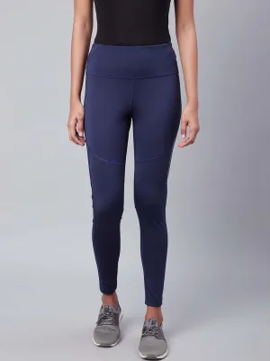 Pure Function Alcis Women Navy Blue Secure Fit Solid Cropped Training Tights