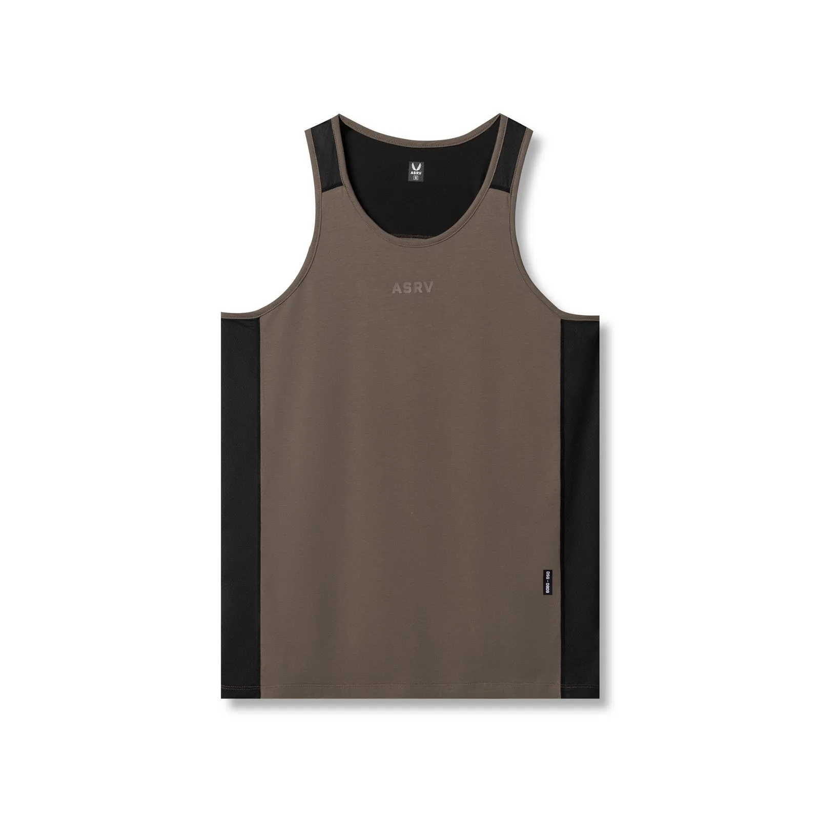 0809. Supima? Mesh Panel Training Singlet?- Deep Taupe Odor Control Technology