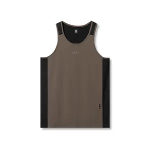 0809. Supima? Mesh Panel Training Singlet?- Deep Taupe Odor Control Technology