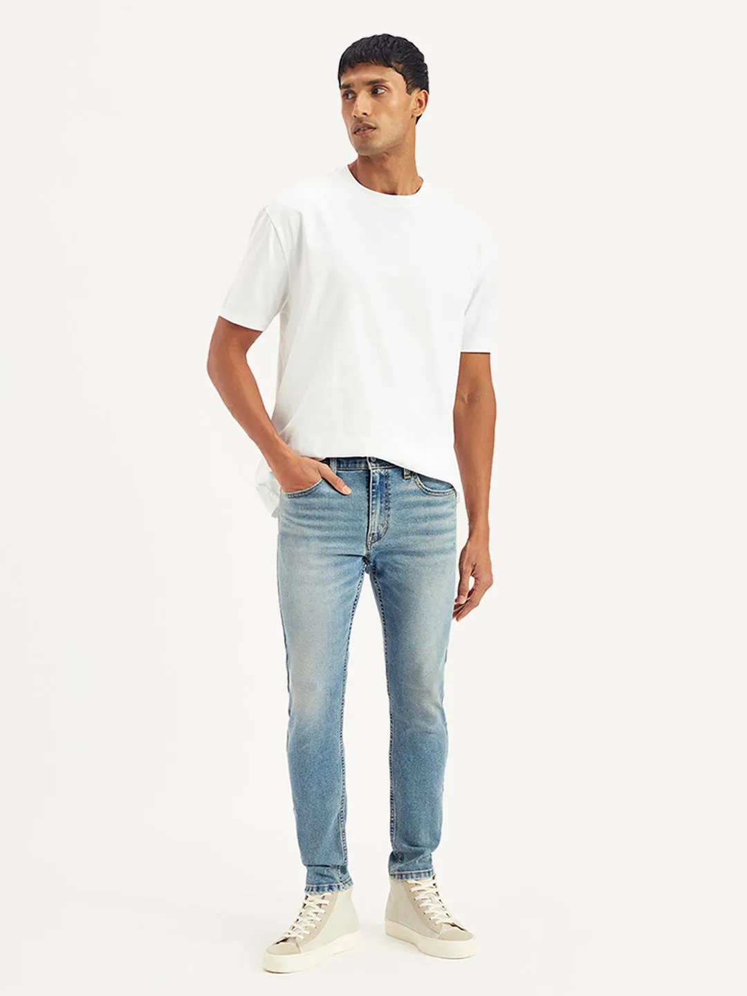 Men's Light Blue Skinny Fit Mid Rise Jeans Casual Friday Urban Explorer Weather Proof