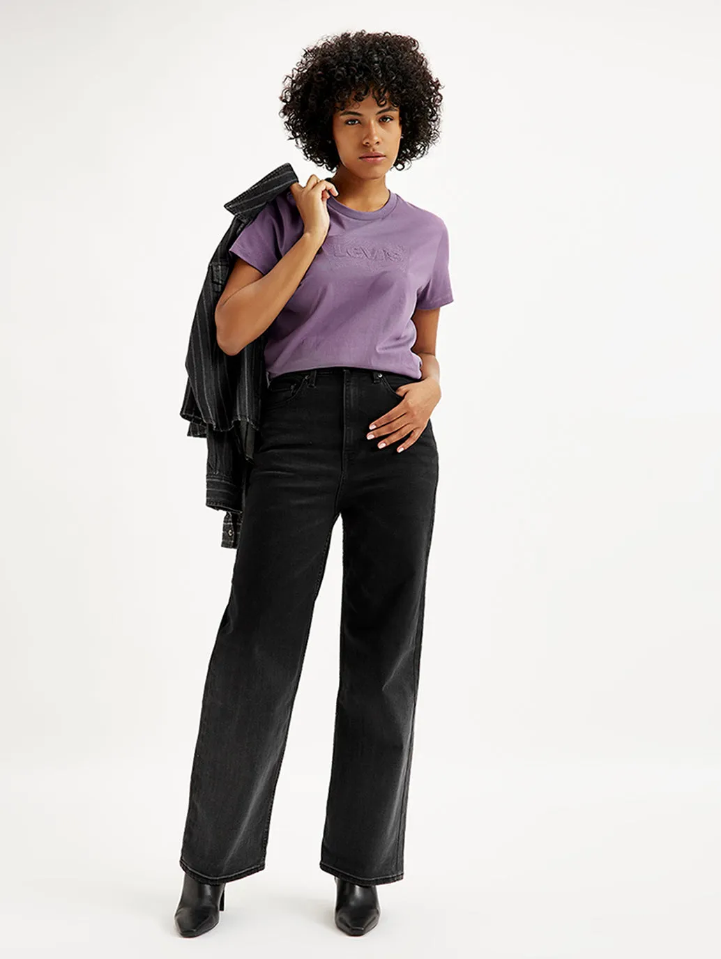 Athlete Fit High Quality Women's Black Loose Fit High Rise Jeans