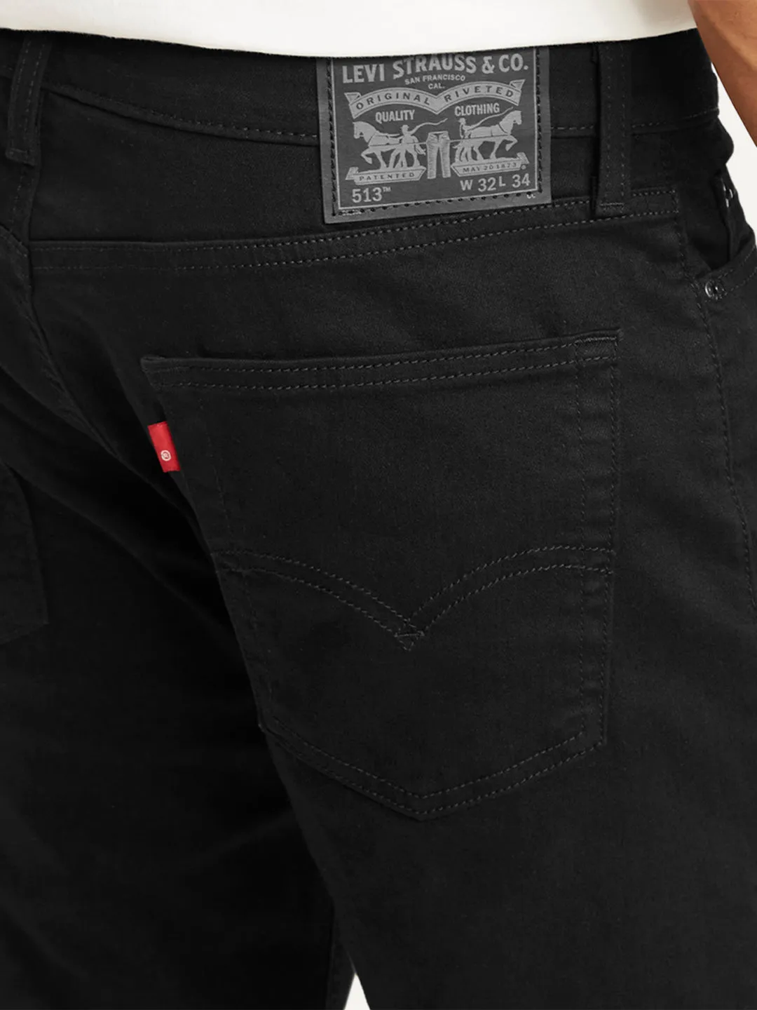 Men's 513 Black Slim Straight Fit Mid Rise Jeans Anti Slip Belt Loops