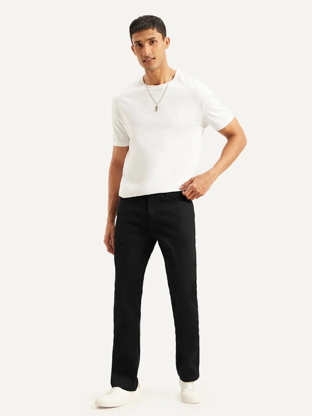Men's 513 Black Slim Straight Fit Mid Rise Jeans Stylish Fit Effortless Style