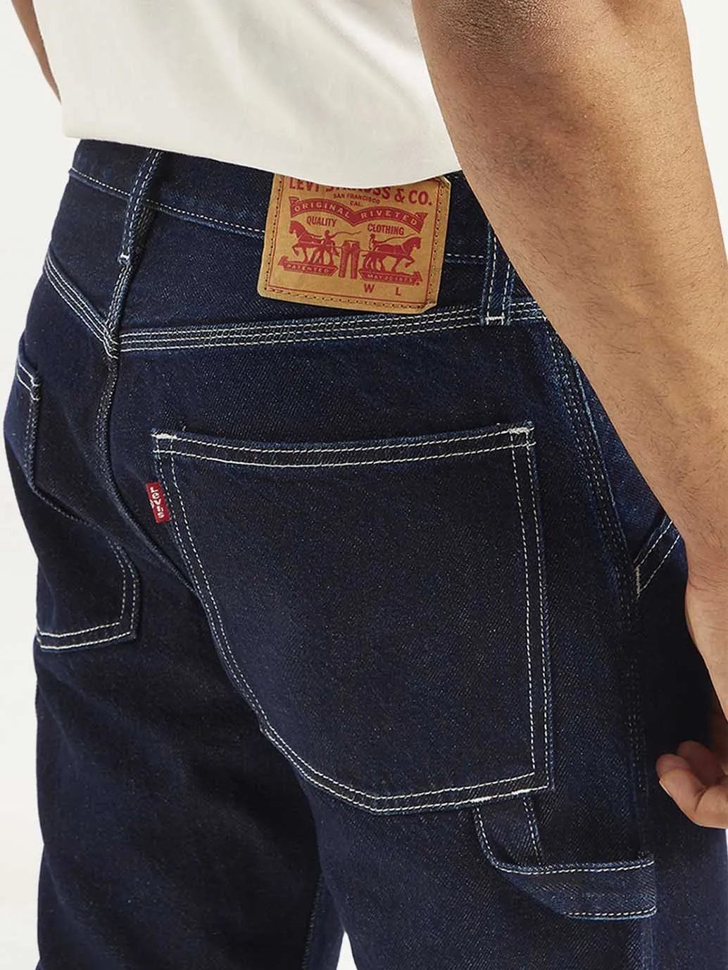 Men's 555 Navy Blue Loose Fit Mid Rise Jeans Date Night Summer Vibes