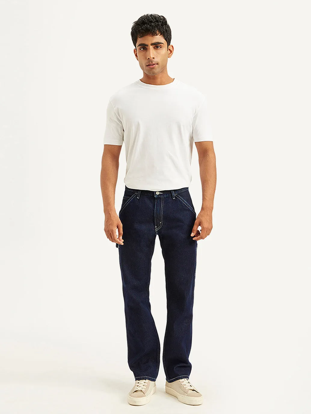 Men's 555 Navy Blue Loose Fit Mid Rise Jeans Layered Look