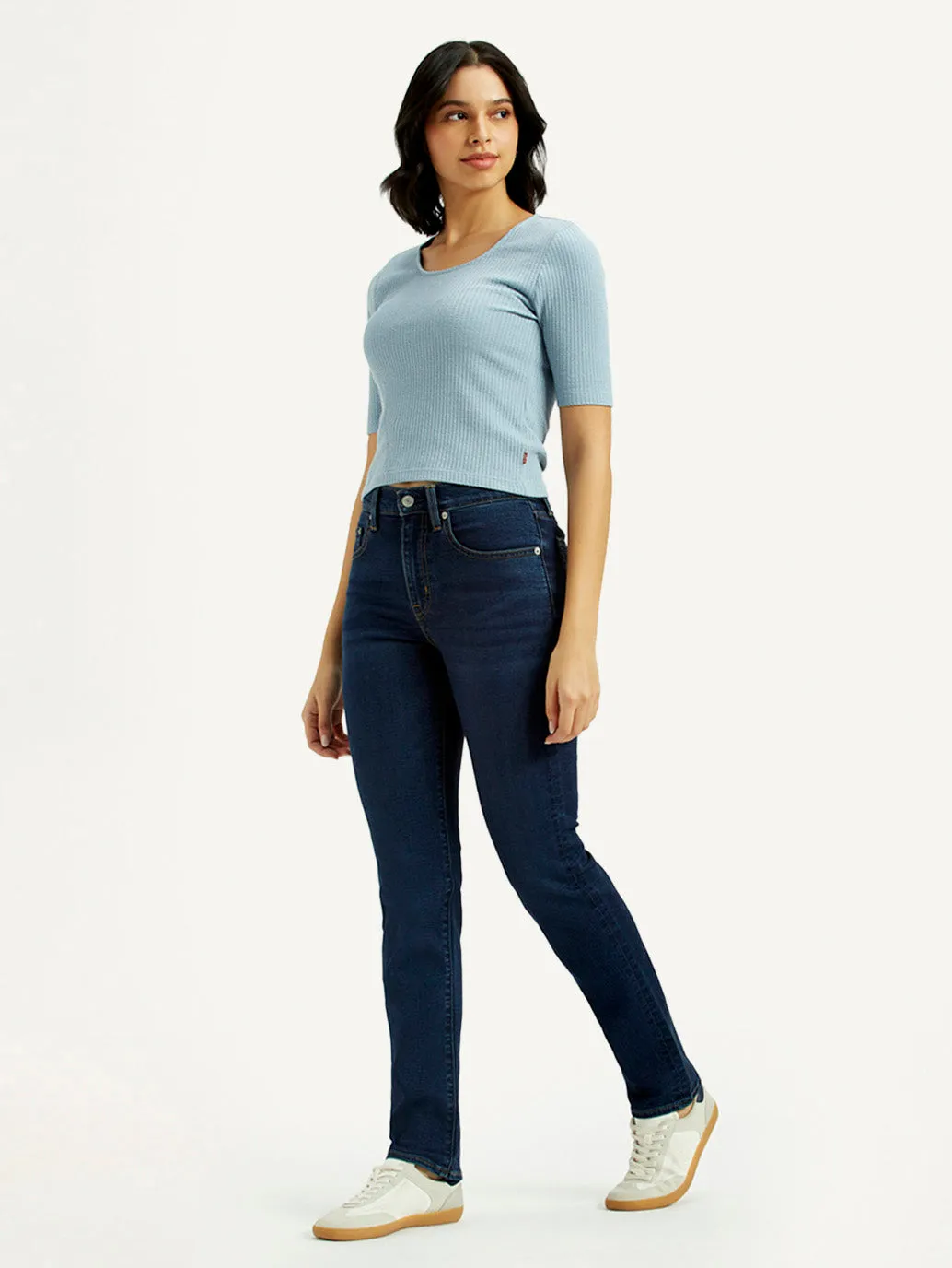 Women's 724 Dark-Blue Straight Fit High Rise Jeans Street Ready Festival Outfit Urban Explorer
