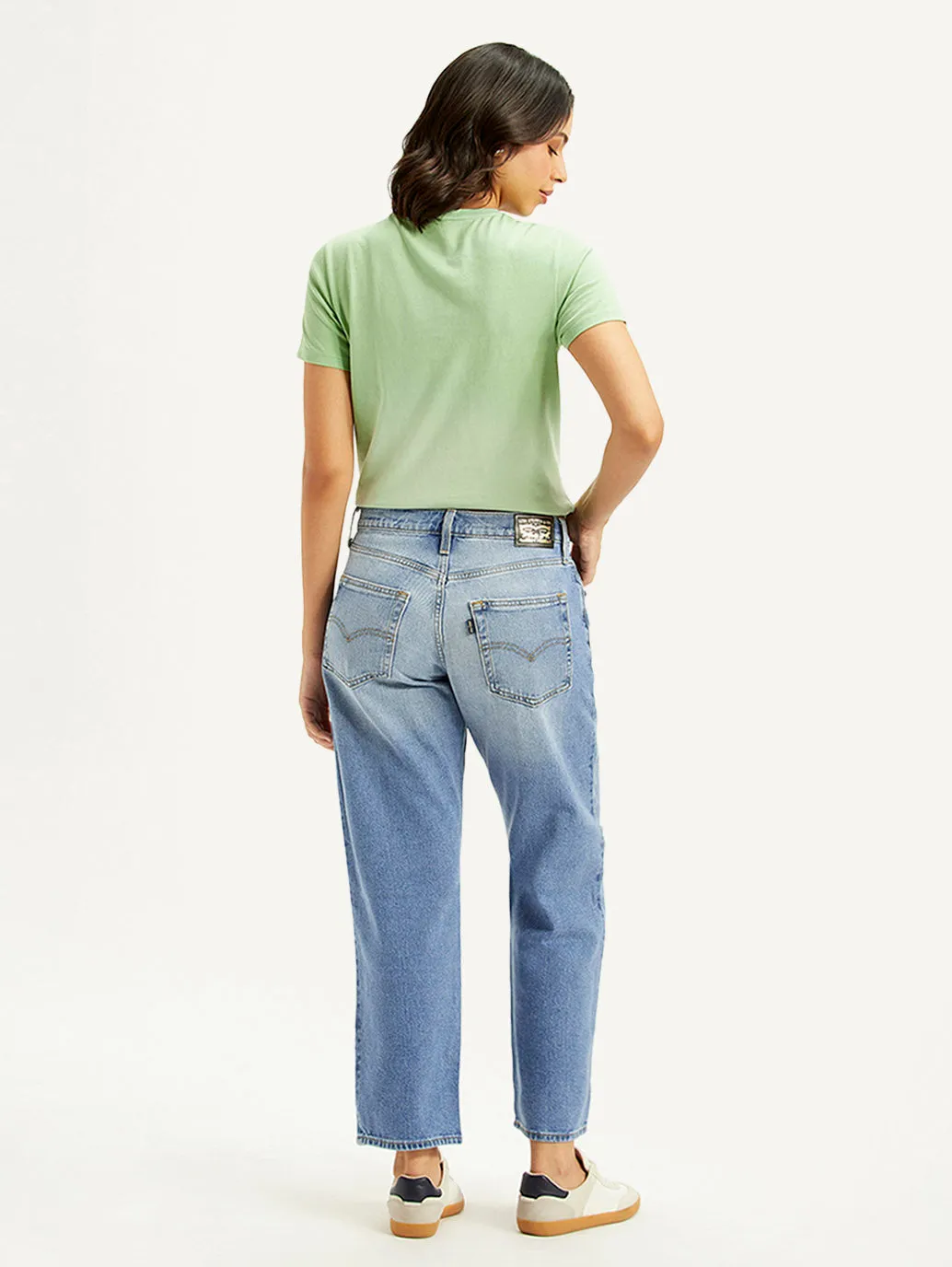 Breathable Denim Women's 94 Light Blue Baggy Fit Mid Rise Jeans