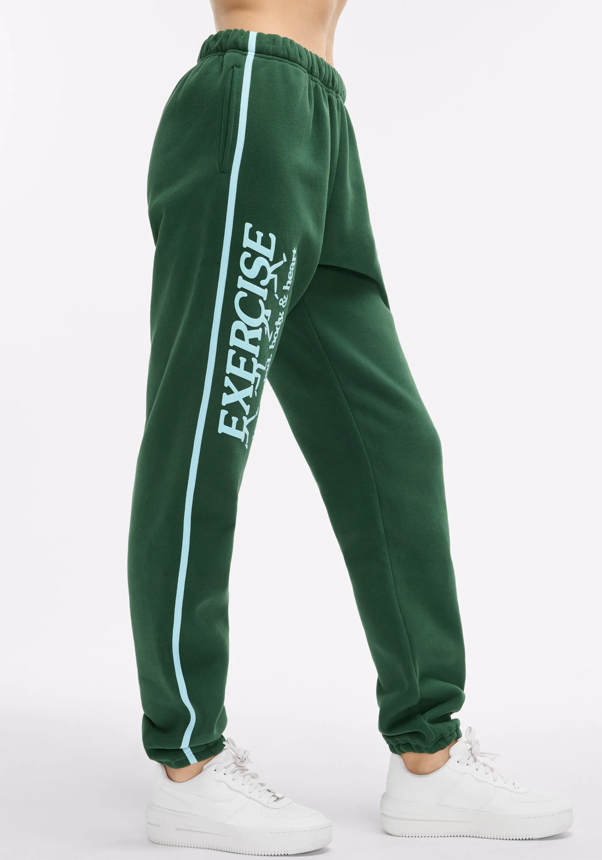 Exercise Your Mind, Body & Heart Sweatpants Timeless Look Contrast Trim