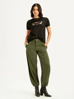 Unisex Wear Premium Anti Odor Fabric Treatment Women's Green Baggy Dad Fit Mid Rise Jeans