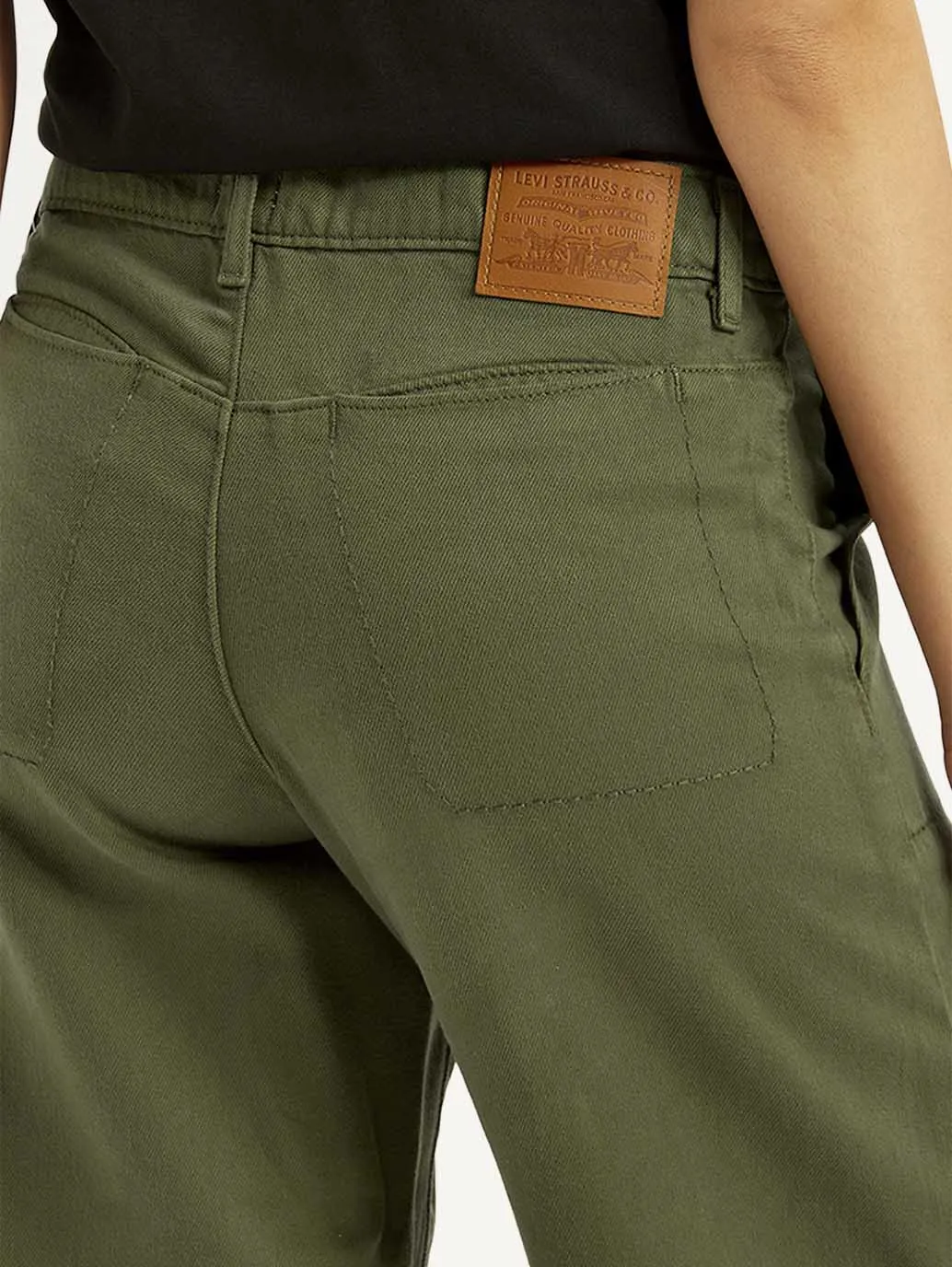 Daily Look Women's Green Baggy Dad Fit Mid Rise Jeans