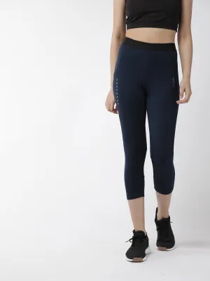 Alcis Women Navy Blue Solid Cropped Tights Lounge Comfort Comfort Seeker Morning Stretch