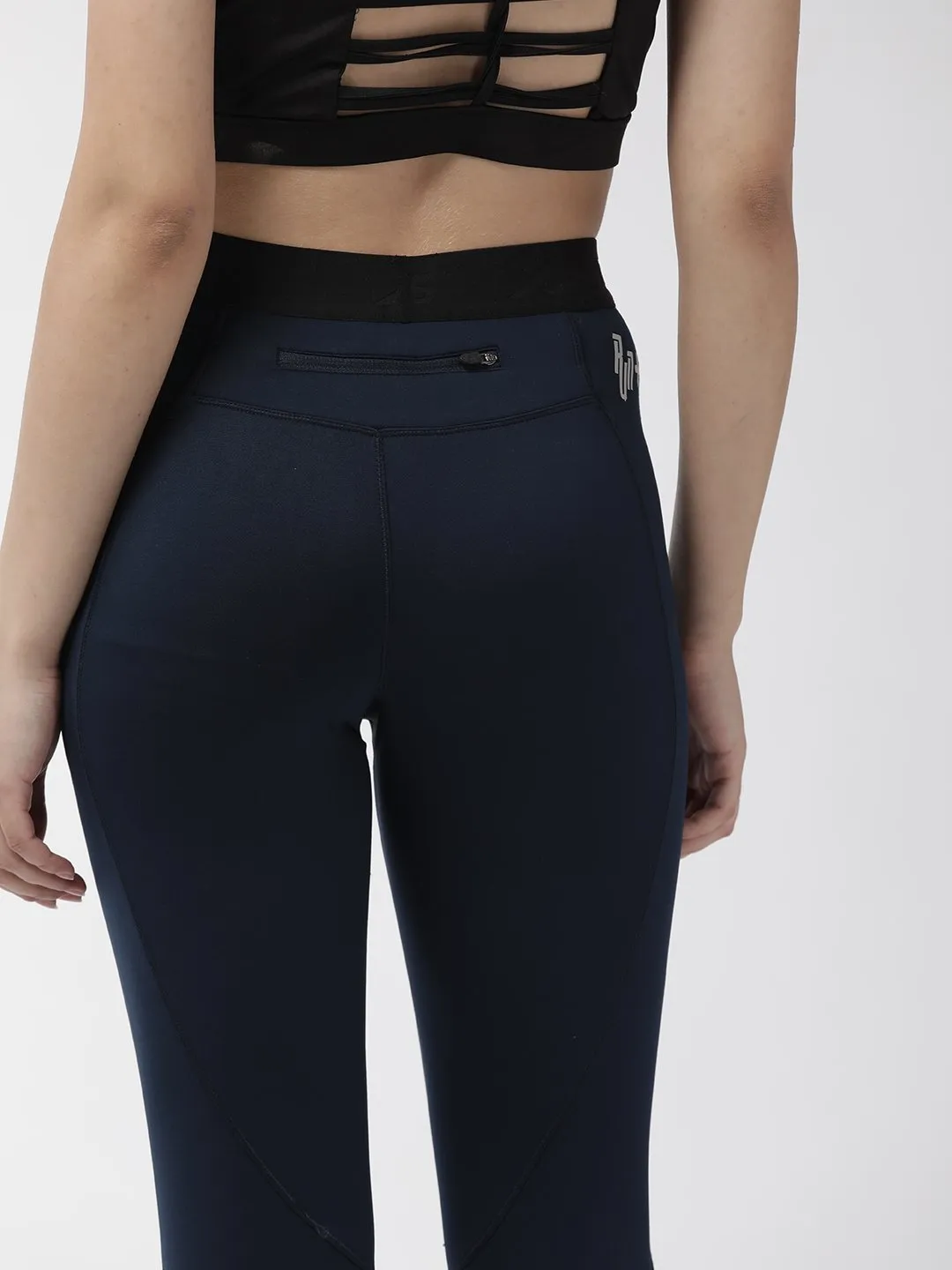 For Teens Daily Routine Alcis Women Navy Blue Solid Cropped Tights
