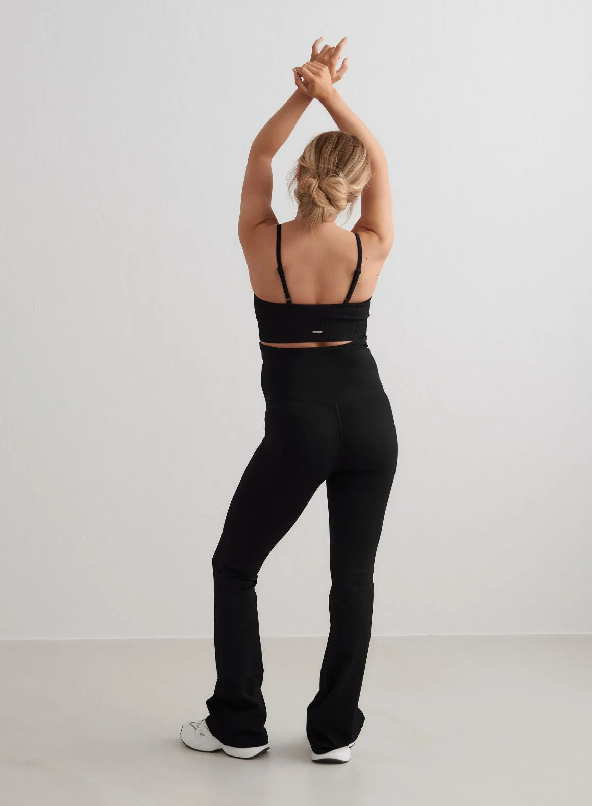 Second Skin Feel Black Ribbed Seamless Flare Maternity Tights