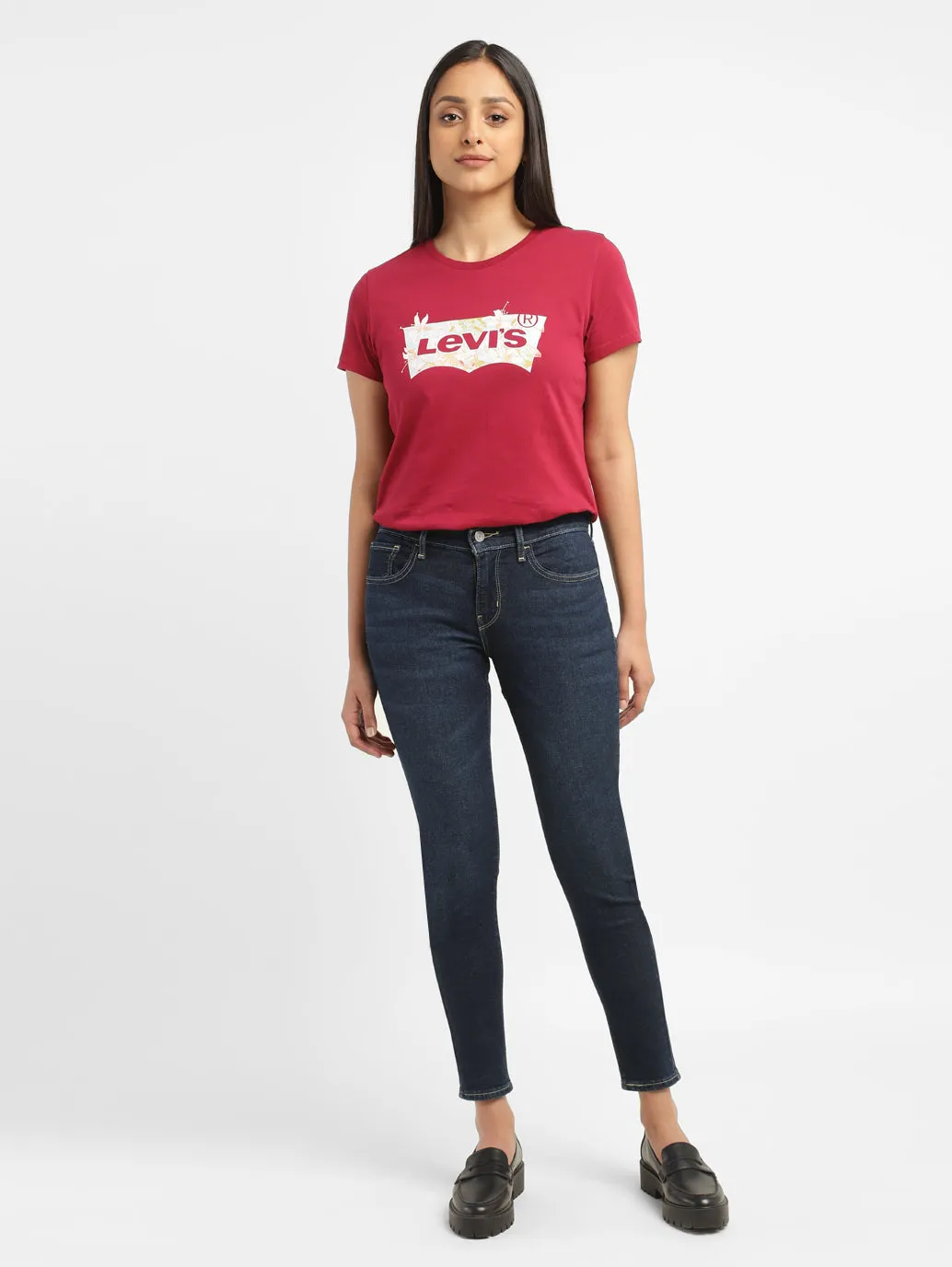 Women's 710 Blue Skinny Fit Mid Rise Jeans Casual Street