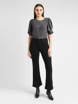 Outerwear Friendly Minimalist Elegant Women's 726 Black Flared Fit High Rise Jeans
