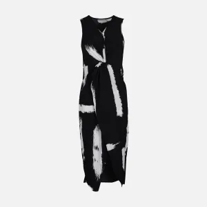 WOMEN FLORAL SLVLESS LONG DRESS Pure Tone Lift Mode
